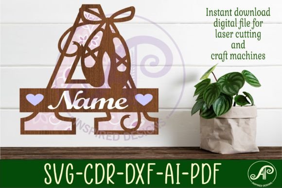 Ballet Shoe Capital Monogram Letter a SVG Laser Cut File