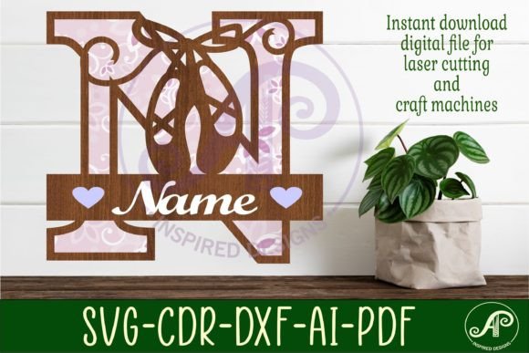 Ballet Shoe Capital Monogram Letter N Design