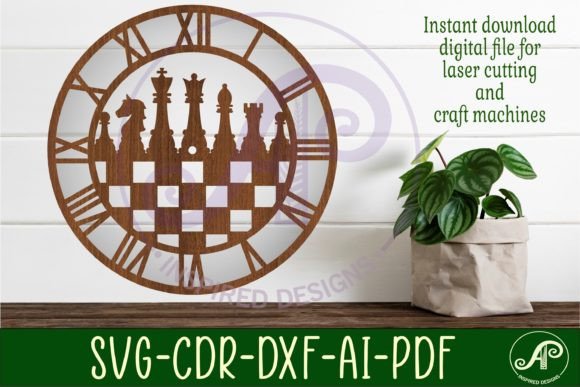 Chess Wall Clock Laser Cut Files, SVG