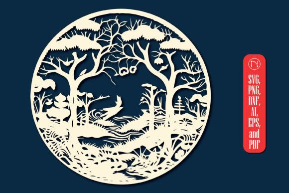 Enchanting Round Forest Papercut Decor SVG for Crafts