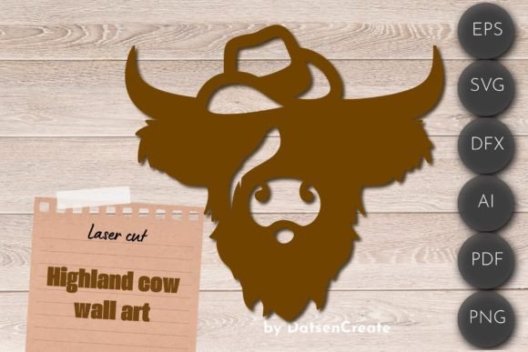 Highland Cow Head Wall Art: Laser Cut & Ready for Craft