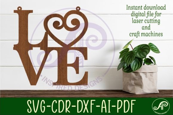 Love Word with Swirl Heart Wall Art Sign