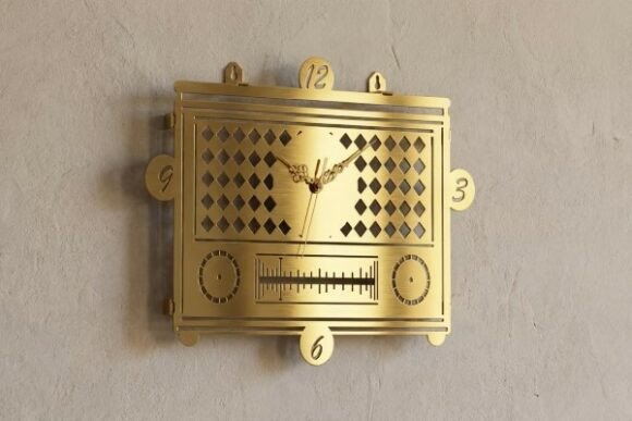 Metal Radio Design Clock DXF-DWG File