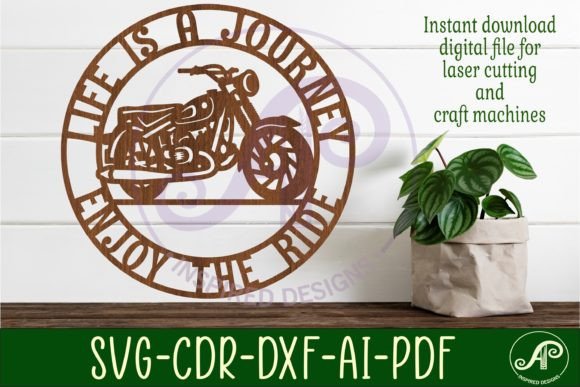 Motorcycle Wall Sign SVG File: Laser Cut Vector Art