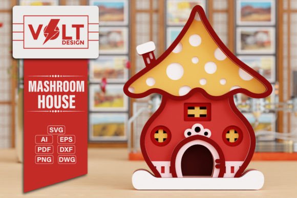 Mushroom House 3D SVG Laser Cut Crafting