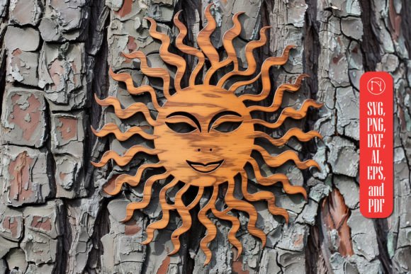 Mystical Sun Laser Cut Decor SVG: Celestial Design for Crafts