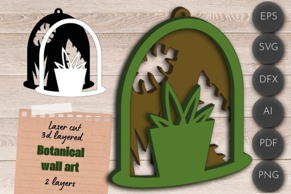 Succulent Layered Wall Art, Leaves Svg